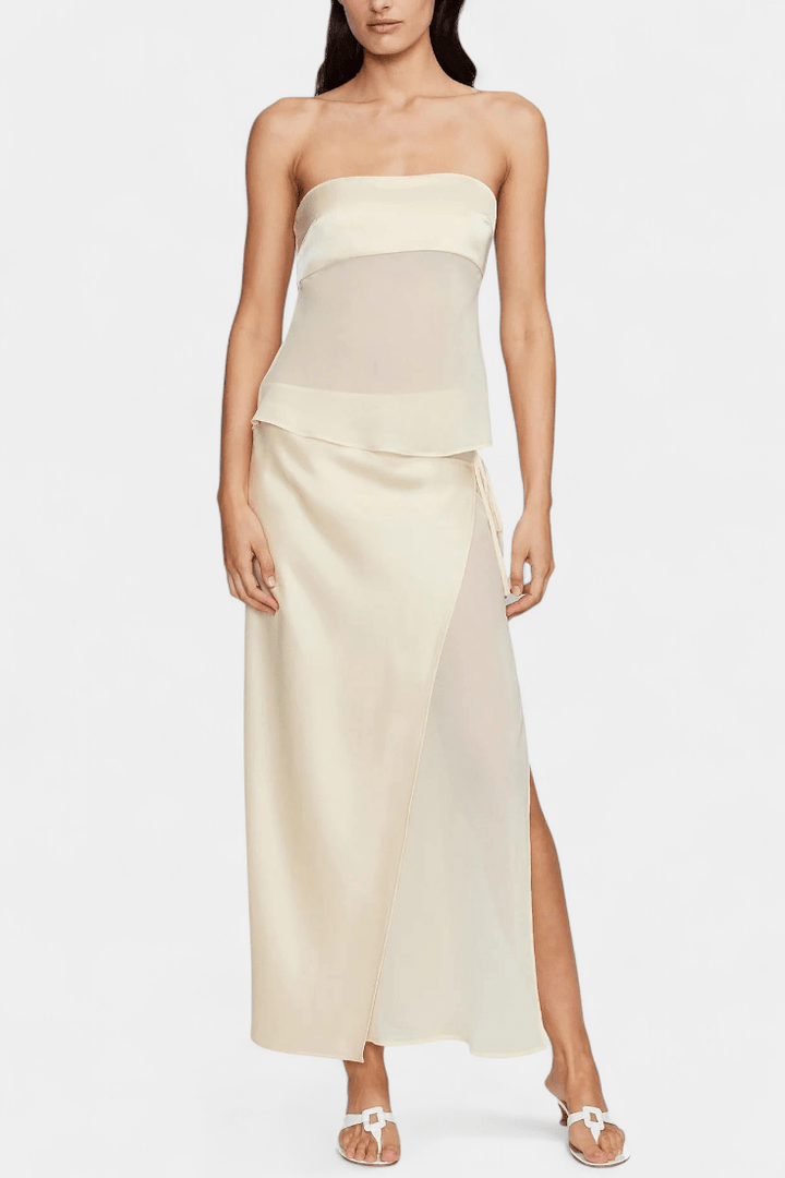 Fiona | Buttercream Strapless Midi Skirt Set
