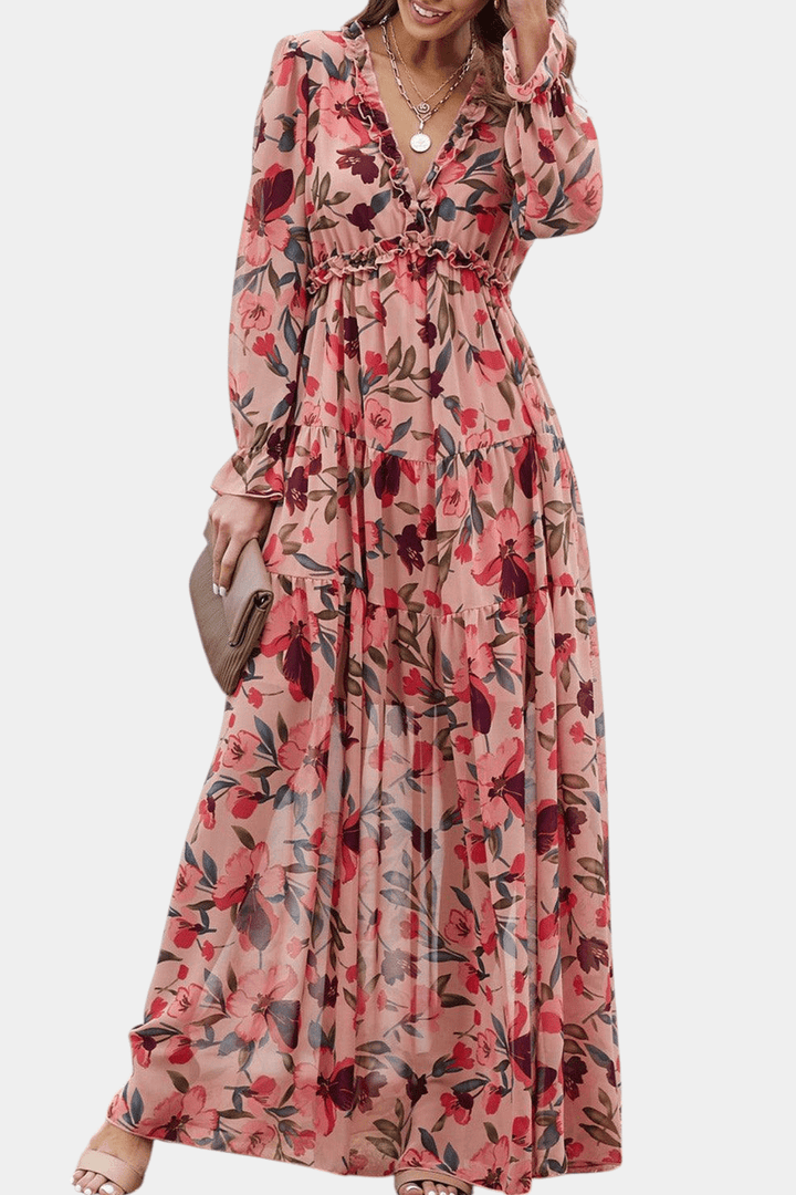 Keti | Long-Sleeve Floral Maxi Dress