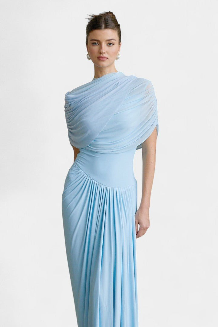 Melisande | Asymmetric Pleated Maxi Dress