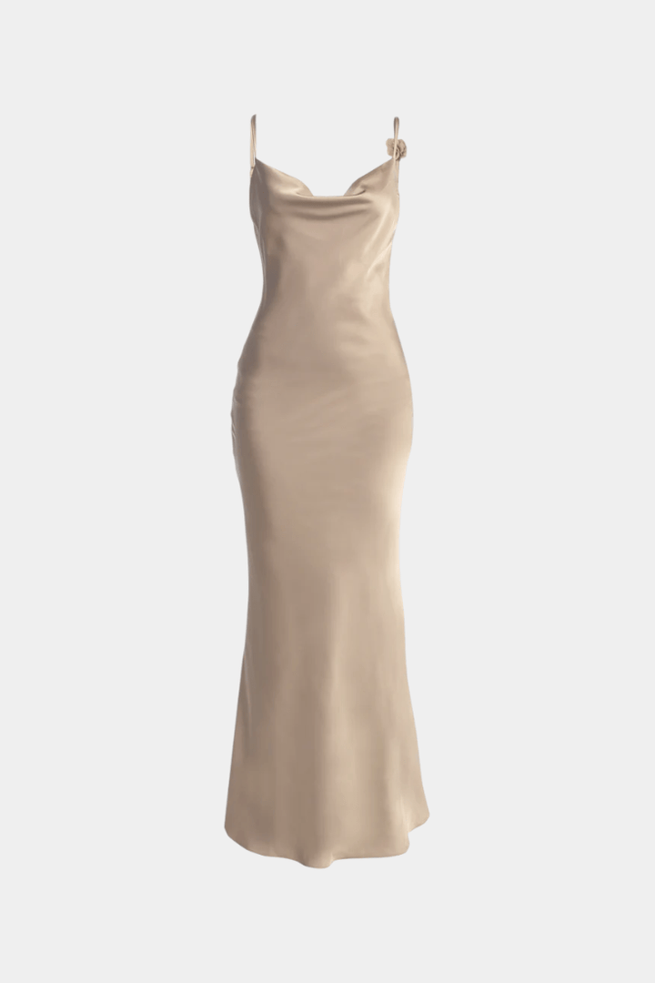 Mercedes | Cowl Back Floral Trim Bridal Dress